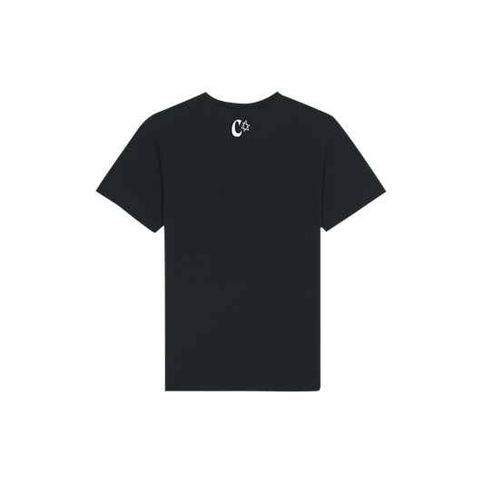 Camiseta Negra Logo Camarón Blanco