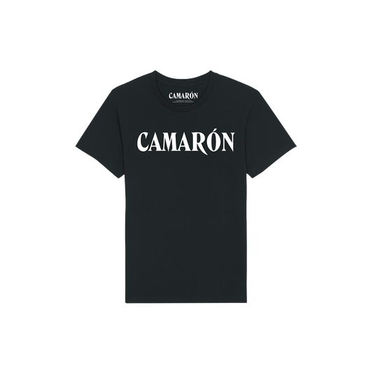 Camiseta Negra Logo Camarón Blanco