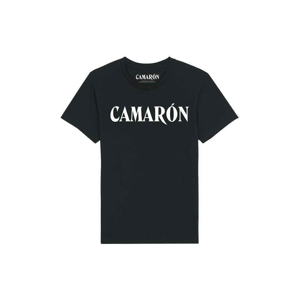 Camiseta Negra Logo Camarón Blanco